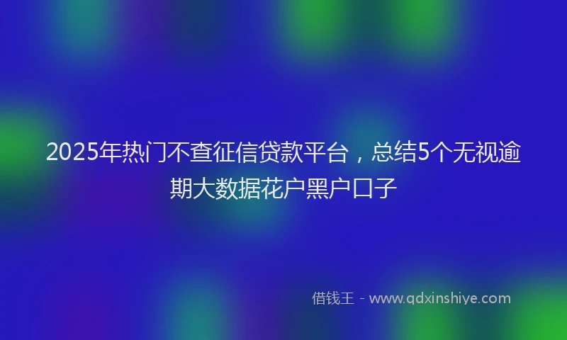 2025年热门不查征信贷款平台，总结5个无视逾期大数据花户黑户口子