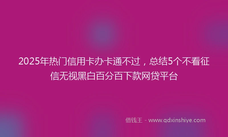 2025年热门信用卡办卡通不过，总结5个不看征信无视黑白百分百下款网贷平台