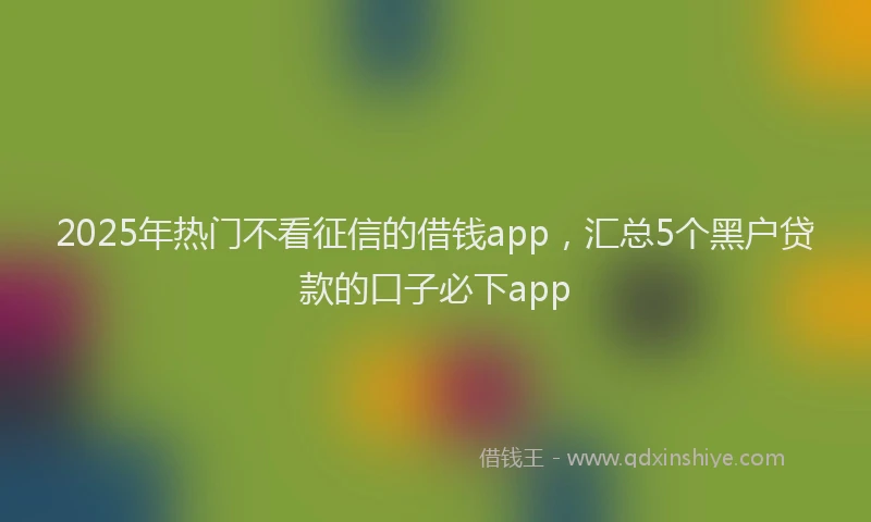 2025年热门不看征信的借钱app，汇总5个黑户贷款的口子必下app