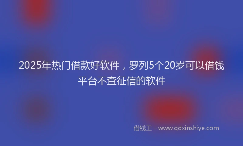 2025年热门借款好软件，罗列5个20岁可以借钱平台不查征信的软件