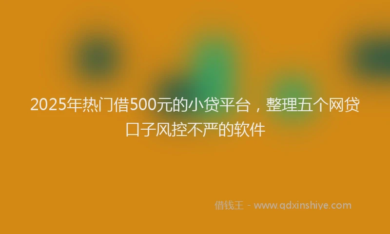 2025年热门借500元的小贷平台，整理五个网贷口子风控不严的软件