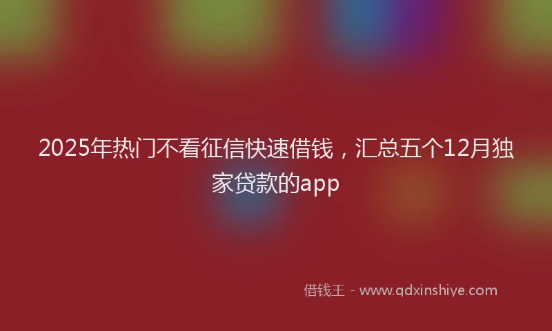 2025年热门不看征信快速借钱，汇总五个12月独家贷款的app