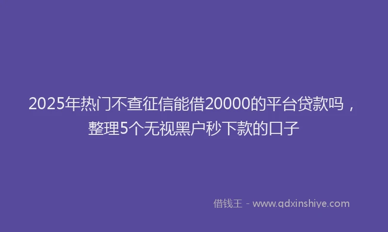 2025年热门不查征信能借20000的平台贷款吗，整理5个无视黑户秒下款的口子