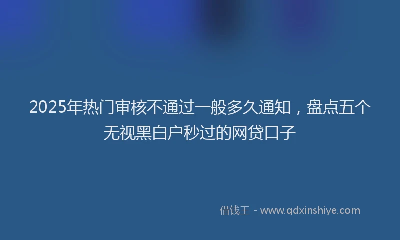 2025年热门审核不通过一般多久通知，盘点五个无视黑白户秒过的网贷口子