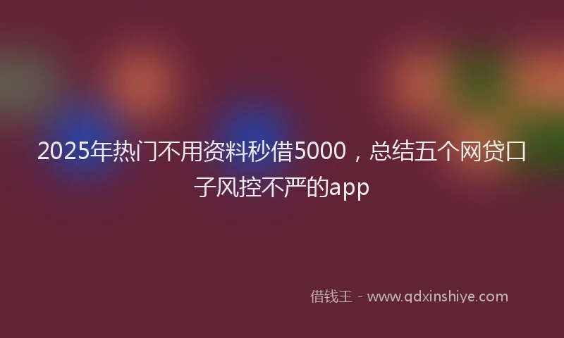 2025年热门不用资料秒借5000，总结五个网贷口子风控不严的app