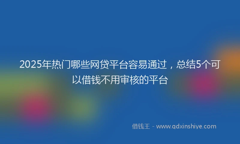 2025年热门哪些网贷平台容易通过，总结5个可以借钱不用审核的平台