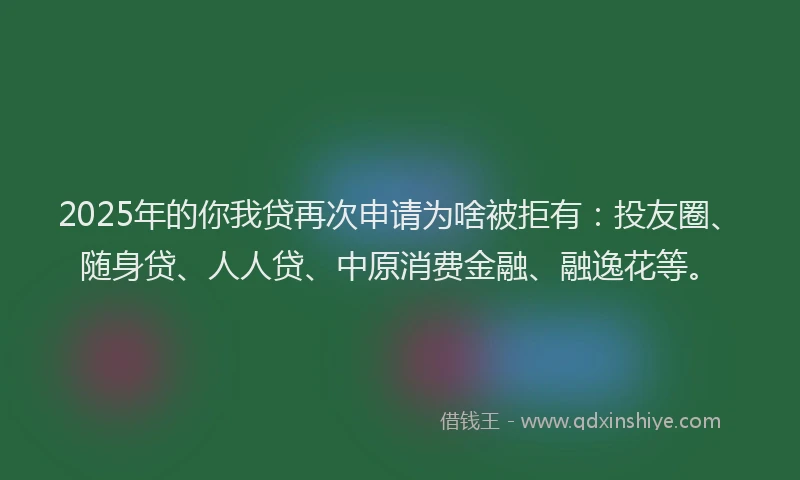 2025年的你我贷再次申请为啥被拒有：投友圈、随身贷、人人贷、中原消费金融、融逸花等。