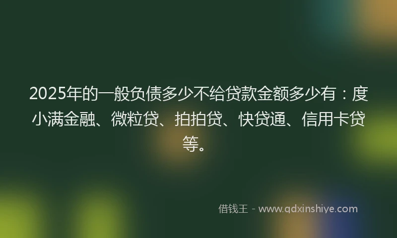 2025年的一般负债多少不给贷款金额多少有：度小满金融、微粒贷、拍拍贷、快贷通、信用卡贷等。