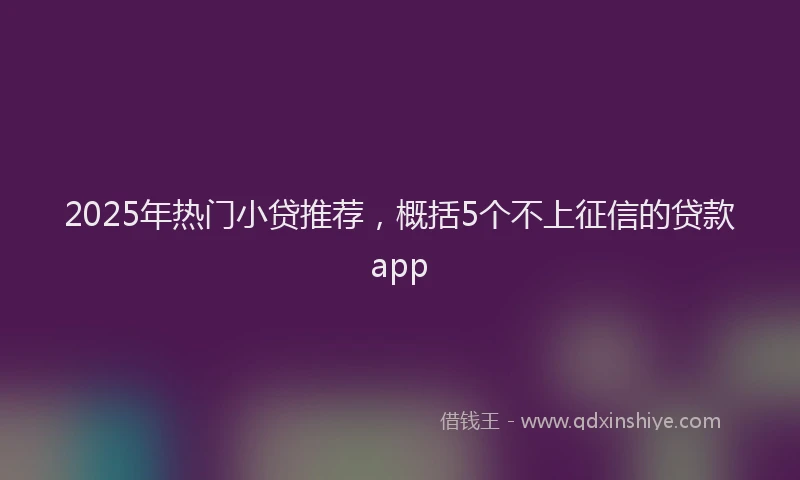 2025年热门小贷推荐，概括5个不上征信的贷款app