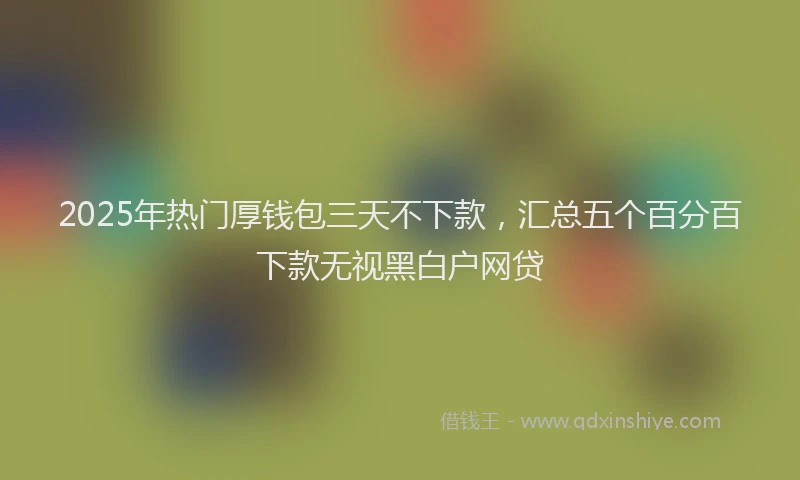 2025年热门厚钱包三天不下款，汇总五个百分百下款无视黑白户网贷
