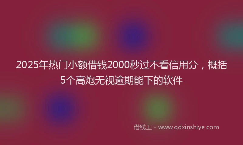 2025年热门小额借钱2000秒过不看信用分，概括5个高炮无视逾期能下的软件