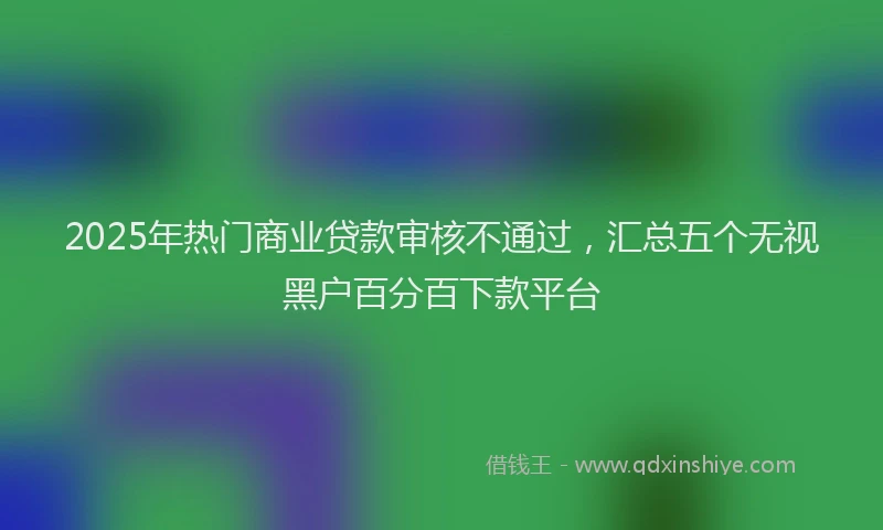 2025年热门商业贷款审核不通过，汇总五个无视黑户百分百下款平台