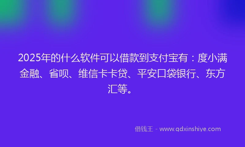 2025年的什么软件可以借款到支付宝有：度小满金融、省呗、维信卡卡贷、平安口袋银行、东方汇等。