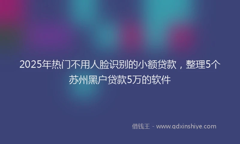 2025年热门不用人脸识别的小额贷款，整理5个苏州黑户贷款5万的软件