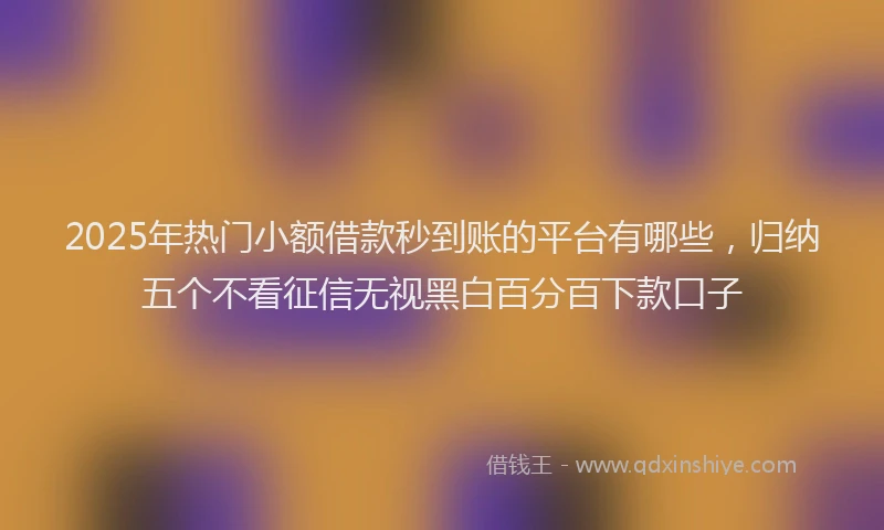 2025年热门小额借款秒到账的平台有哪些，归纳五个不看征信无视黑白百分百下款口子