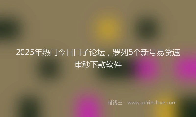 2025年热门今日口子论坛，罗列5个新号易贷速审秒下款软件