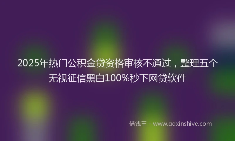 2025年热门公积金贷资格审核不通过，整理五个无视征信黑白100%秒下网贷软件