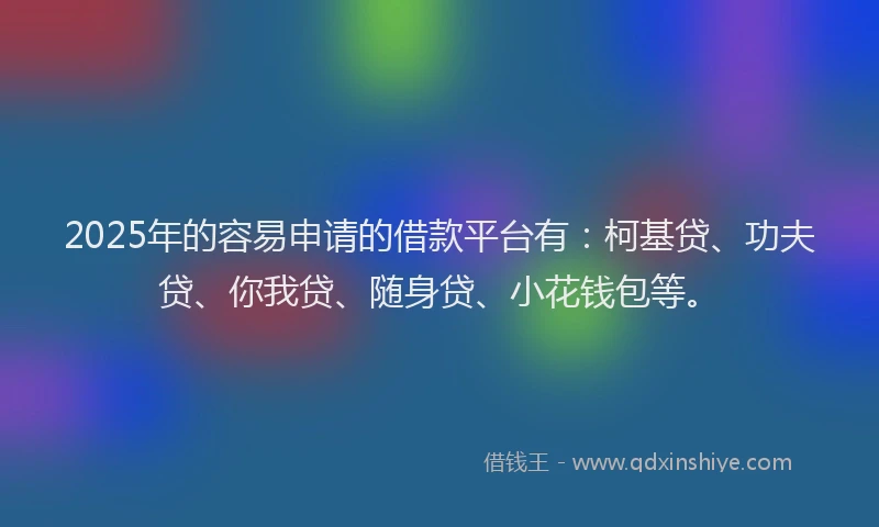 2025年的容易申请的借款平台有：柯基贷、功夫贷、你我贷、随身贷、小花钱包等。