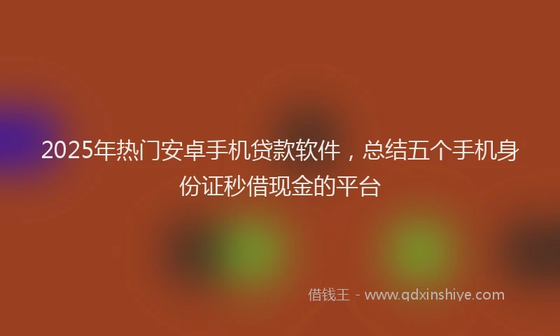 2025年热门安卓手机贷款软件，总结五个手机身份证秒借现金的平台