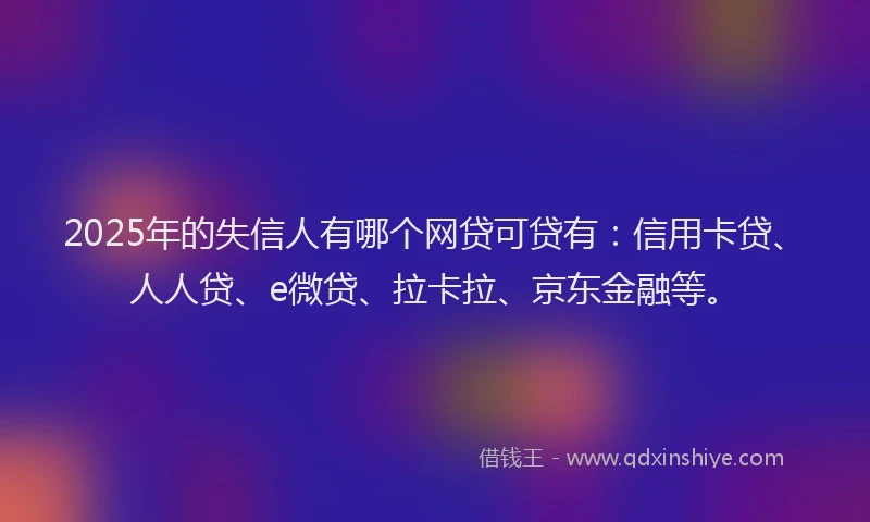 2025年的失信人有哪个网贷可贷有：信用卡贷、人人贷、e微贷、拉卡拉、京东金融等。