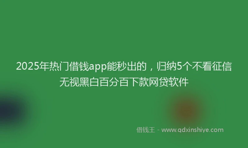 2025年热门借钱app能秒出的，归纳5个不看征信无视黑白百分百下款网贷软件