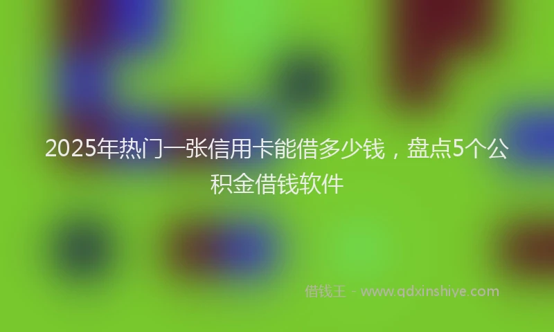 2025年热门一张信用卡能借多少钱，盘点5个公积金借钱软件