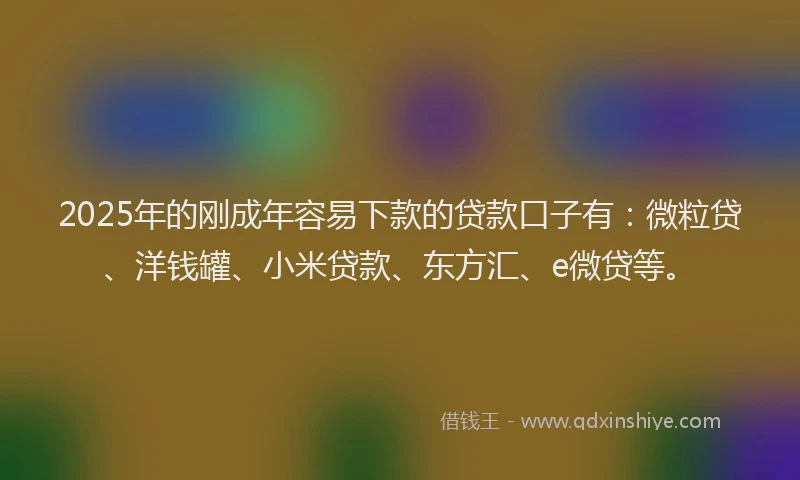 2025年的刚成年容易下款的贷款口子有：微粒贷、洋钱罐、小米贷款、东方汇、e微贷等。