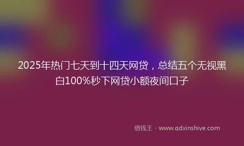 2025年热门七天到十四天网贷，总结五个无视黑白100%秒下网贷小额夜间口子