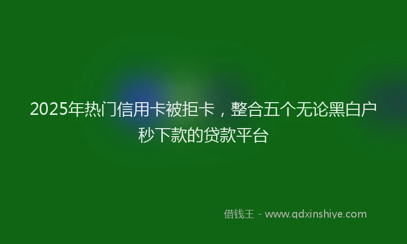 2025年热门信用卡被拒卡，整合五个无论黑白户秒下款的贷款平台