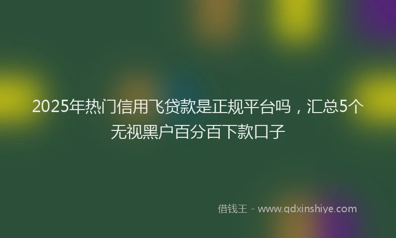 2025年热门信用飞贷款是正规平台吗，汇总5个无视黑户百分百下款口子