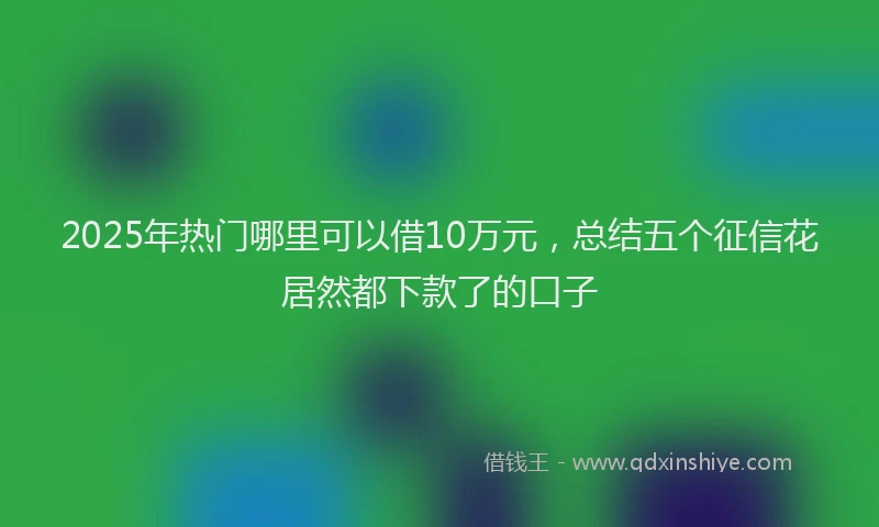 2025年热门哪里可以借10万元，总结五个征信花居然都下款了的口子