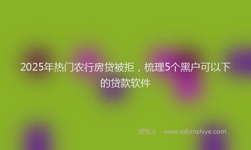 2025年热门农行房贷被拒，梳理5个黑户可以下的贷款软件