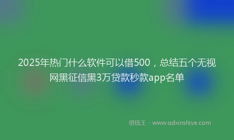 2025年热门什么软件可以借500，总结五个无视网黑征信黑3万贷款秒款app名单