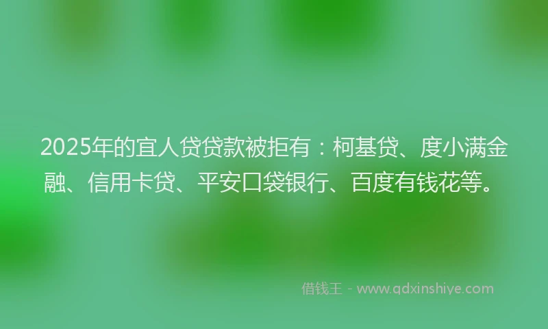 2025年的宜人贷贷款被拒有：柯基贷、度小满金融、信用卡贷、平安口袋银行、百度有钱花等。