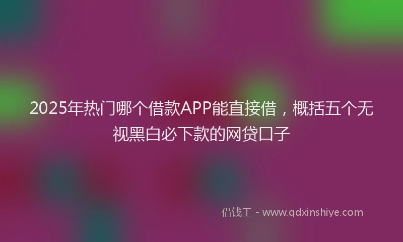 2025年热门哪个借款APP能直接借，概括五个无视黑白必下款的网贷口子