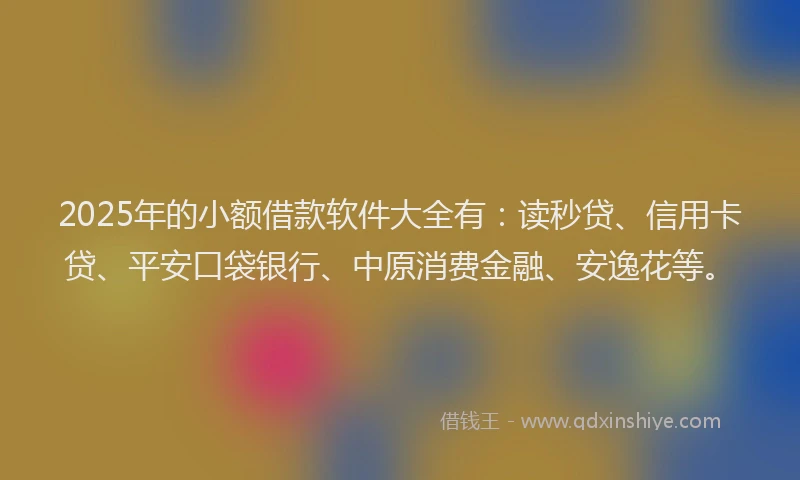 2025年的小额借款软件大全有：读秒贷、信用卡贷、平安口袋银行、中原消费金融、安逸花等。