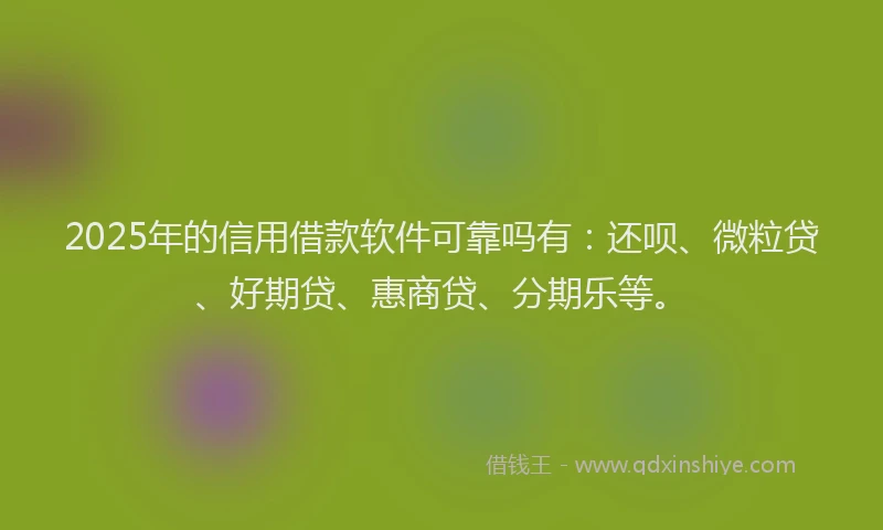 2025年的信用借款软件可靠吗有：还呗、微粒贷、好期贷、惠商贷、分期乐等。