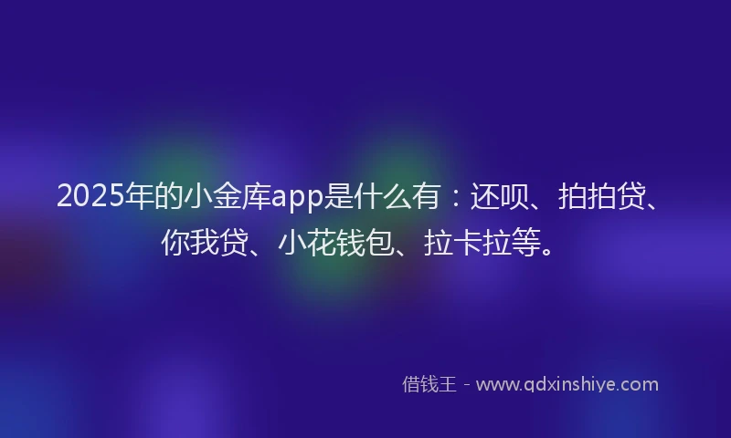 2025年的小金库app是什么有：还呗、拍拍贷、你我贷、小花钱包、拉卡拉等。