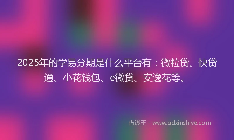 2025年的学易分期是什么平台有：微粒贷、快贷通、小花钱包、e微贷、安逸花等。