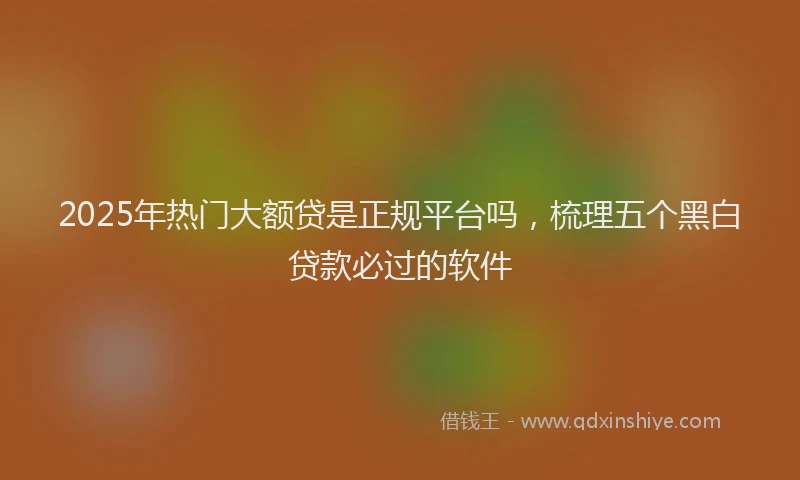 2025年热门大额贷是正规平台吗，梳理五个黑白贷款必过的软件