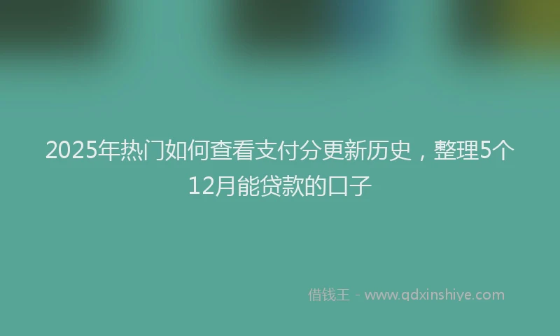 2025年热门如何查看支付分更新历史，整理5个12月能贷款的口子