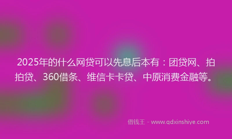 2025年的什么网贷可以先息后本有：团贷网、拍拍贷、360借条、维信卡卡贷、中原消费金融等。