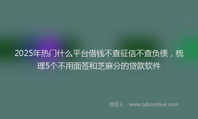 2025年热门什么平台借钱不查征信不查负债，梳理5个不用面签和芝麻分的贷款软件