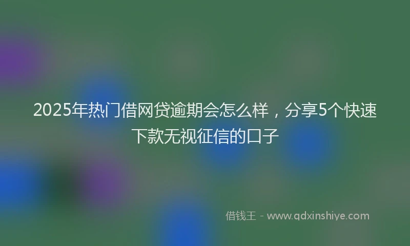 2025年热门借网贷逾期会怎么样，分享5个快速下款无视征信的口子