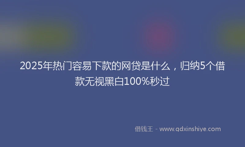 2025年热门容易下款的网贷是什么，归纳5个借款无视黑白100%秒过