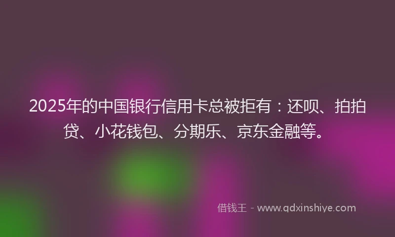 2025年的中国银行信用卡总被拒有：还呗、拍拍贷、小花钱包、分期乐、京东金融等。