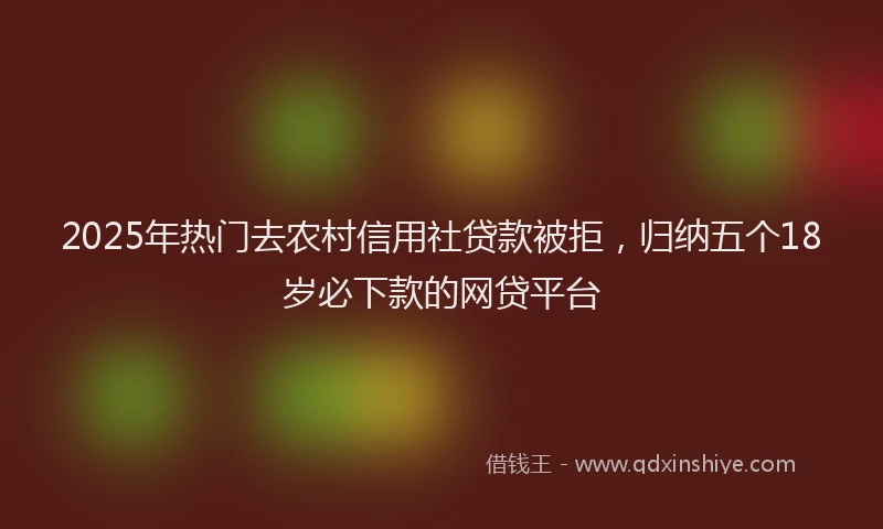 2025年热门去农村信用社贷款被拒，归纳五个18岁必下款的网贷平台
