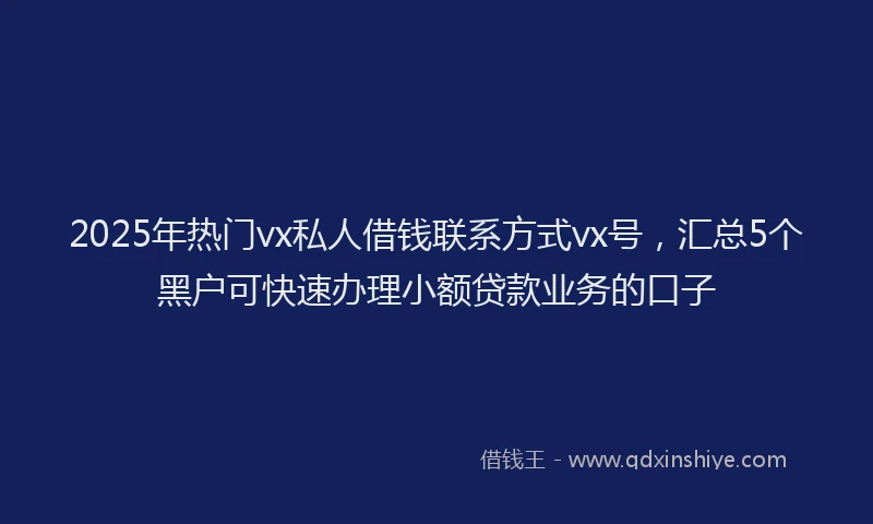 2025年热门vx私人借钱联系方式vx号，汇总5个黑户可快速办理小额贷款业务的口子
