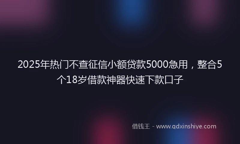 2025年热门不查征信小额贷款5000急用，整合5个18岁借款神器快速下款口子
