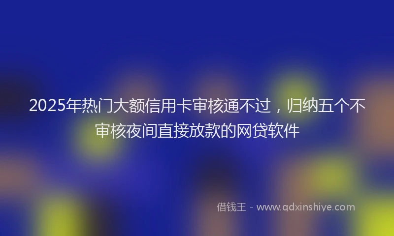 2025年热门大额信用卡审核通不过，归纳五个不审核夜间直接放款的网贷软件